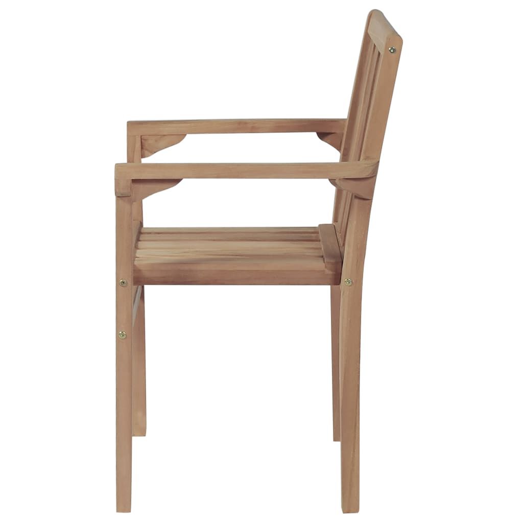 vidaXL Stackable Garden Chairs with Cushions 4 pcs Solid Teak Wood
