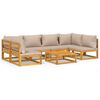 vidaXL 7 Piece Garden Lounge Set with Taupe Cushions Solid Wood
