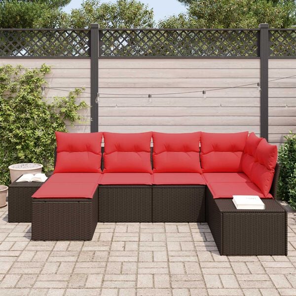 vidaXL 7 Piece Garden Sofa Set with Cushions Beige Poly Rattan
