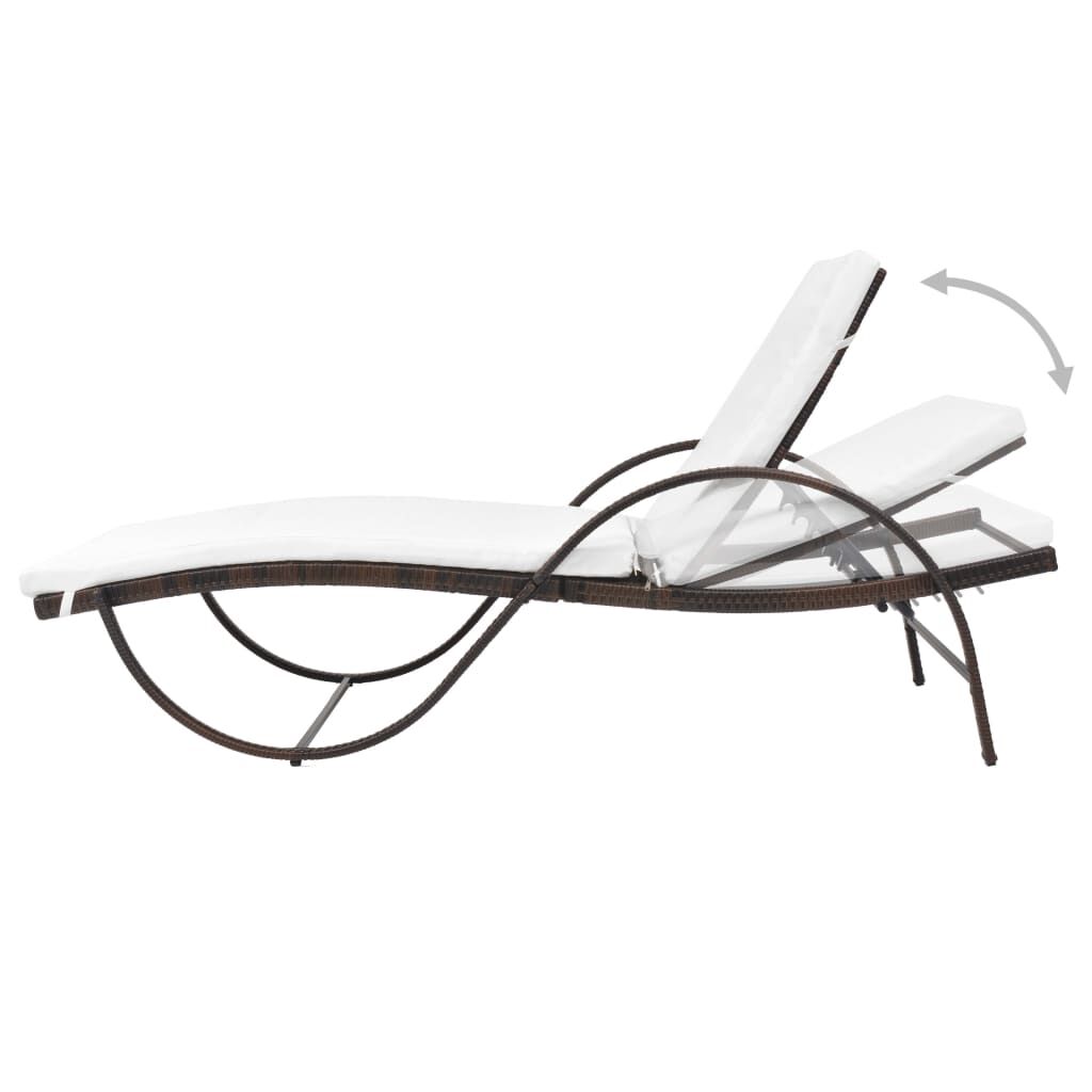 vidaXL Sun Lounger with Cushion Poly Rattan Brown