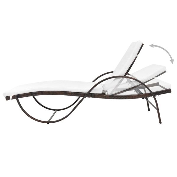 vidaXL Sun Lounger with Cushion Poly Rattan Brown