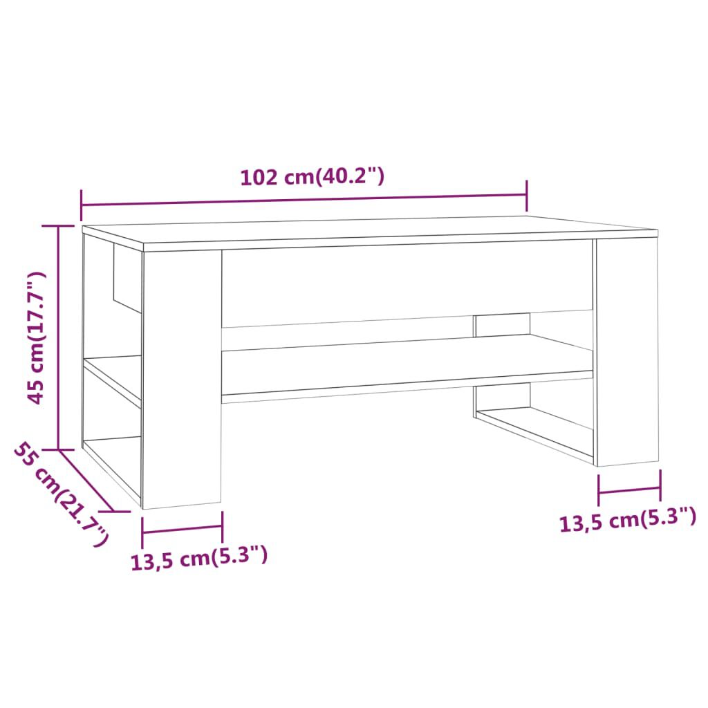 vidaXL Coffee Table Smoked Oak 102x55x45 cm Engineered Wood