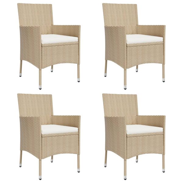 vidaXL 5 Piece Garden Bistro Set with Cushions Beige Poly Rattan