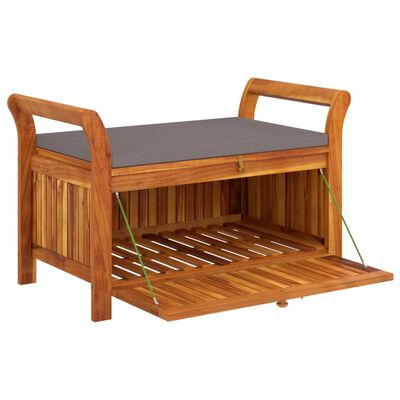 vidaXL Garden Storage Bench with Cushion 91 cm Solid Wood Acacia