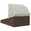 vidaXL Sunbed with Foldable Roof Brown 200x114x128 cm Poly Rattan