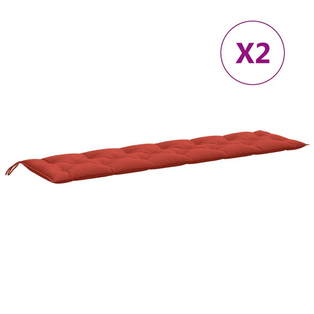 vidaXL Garden Bench Cushions 2 pcs Melange Red 200x50x7 cm Fabric