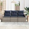 vidaXL Sofa Set with Cushion 3 pcs Grey Poly Rattan