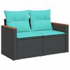 vidaXL 4 Piece Garden Sofa Set with Cushions Black Poly Rattan