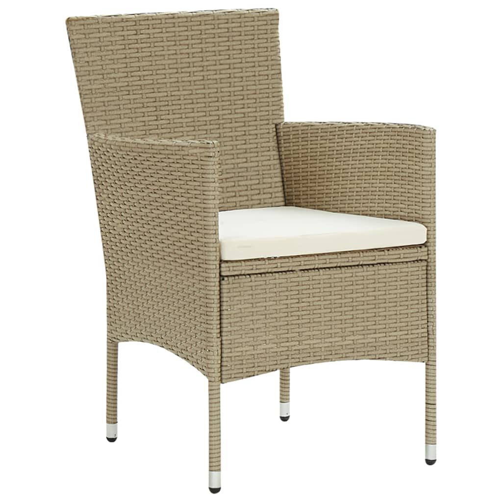 vidaXL 7 Piece Garden Dining Set Poly Rattan Beige