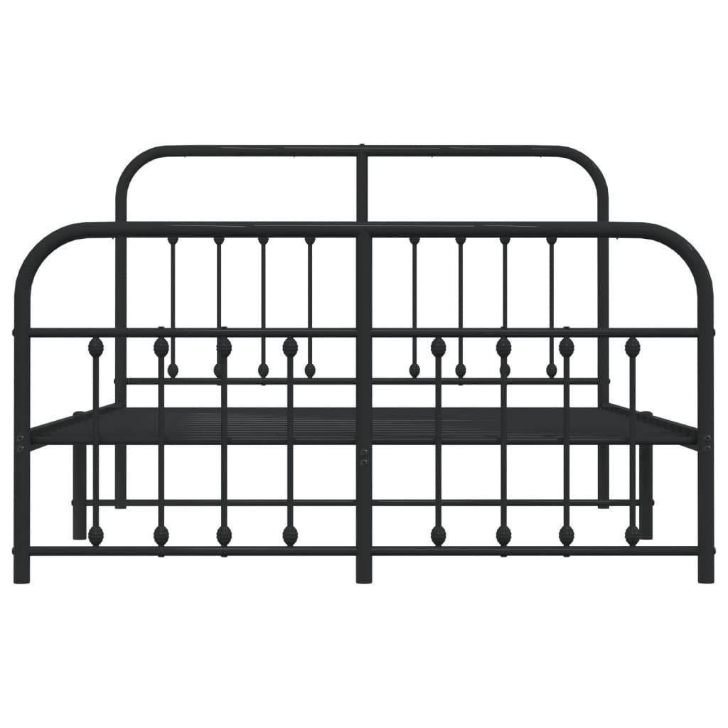 vidaXL Metal Bed Frame without Mattress with Footboard Black 150x200cm