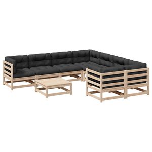 vidaXL 9 Piece Garden Sofa Set with Cushions Solid Wood Pine