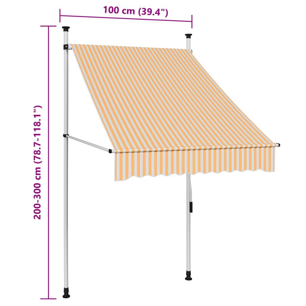 vidaXL Manual Retractable Awning 100 cm Orange and White Stripes