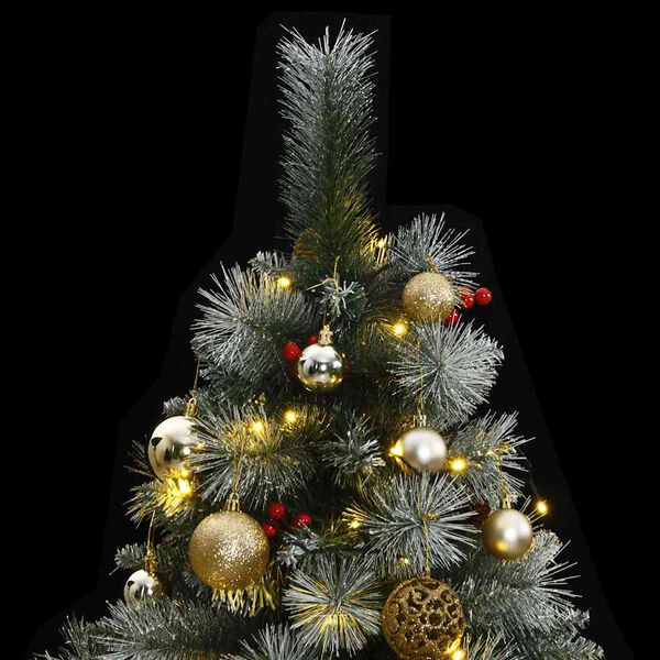 vidaXL Artificial Hinged Christmas Tree 300 LEDs & Ball Set 180 cm