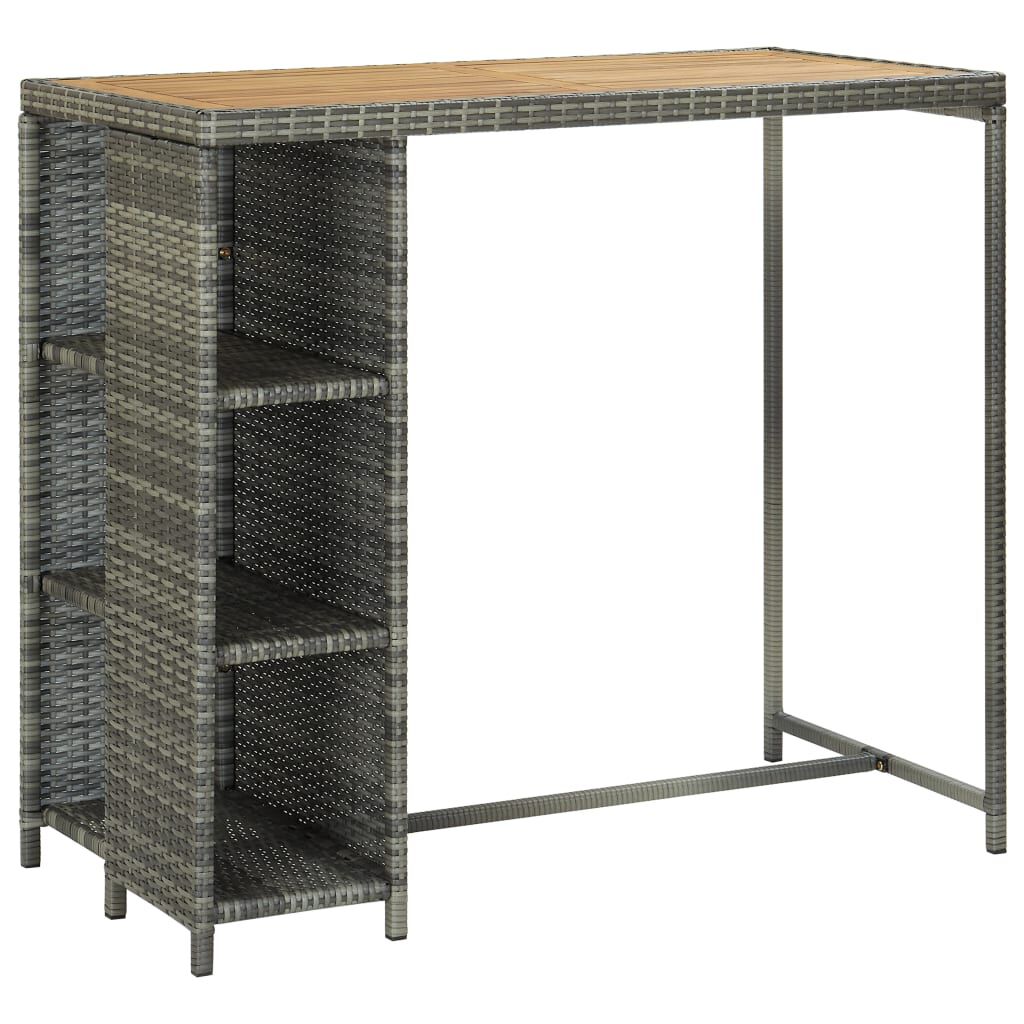 vidaXL 5 Piece Garden Bar Set with Cushions Poly Rattan Grey