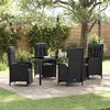 vidaXL Garden Dining Set with Cushion 5 pcs Black Poly Rattan