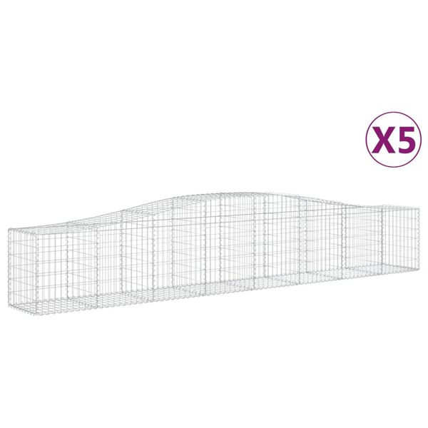 vidaXL Arched Gabion Baskets 5 pcs 400x50x60/80 cm Galvanised Iron