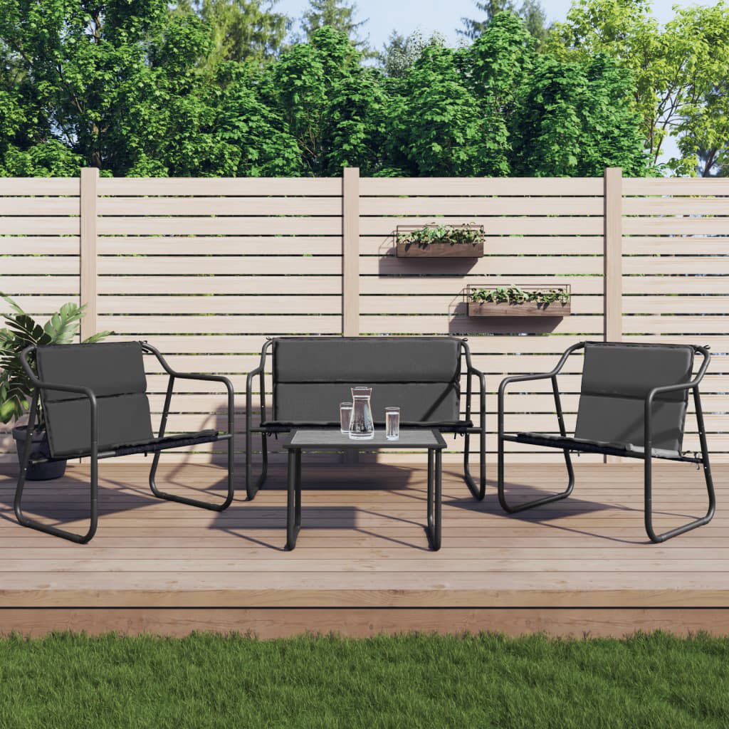 vidaXL 4 Piece Garden Lounge Set with Cushions Anthracite Steel