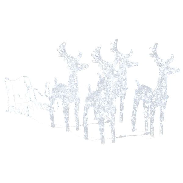 vidaXL Reindeers & Sleigh Christmas Decoration 280x28x55 cm Acrylic