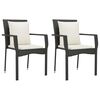 vidaXL 3 Piece Garden Dining Set with Cushions Black Poly Rattan