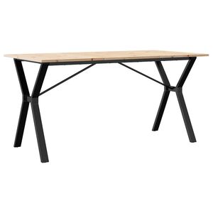 vidaXL Dining Table Y-Frame 140x80x75 cm Solid Wood Pine and Steel