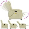 vidaXL Stand up Massage Recliner Chair Cream Real Leather