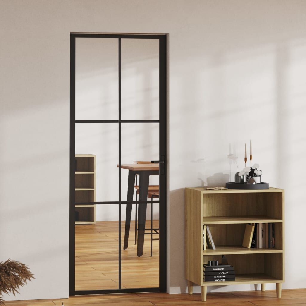 vidaXL Interior Door ESG Glass and Aluminium 76x201.5 cm Black