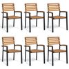 vidaXL Stackable Garden Chair | Set of 6 | Natural wood and black
