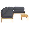 vidaXL Sofa Set with Cushion Plain 5 pcs Anthracite Solid Acacia Wood