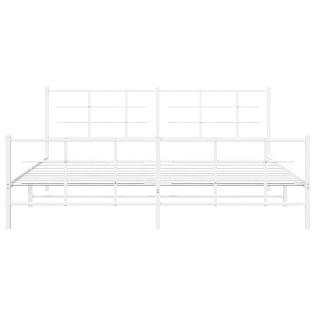 vidaXL Metal Bed Frame without Mattress with Footboard White 193x203cm