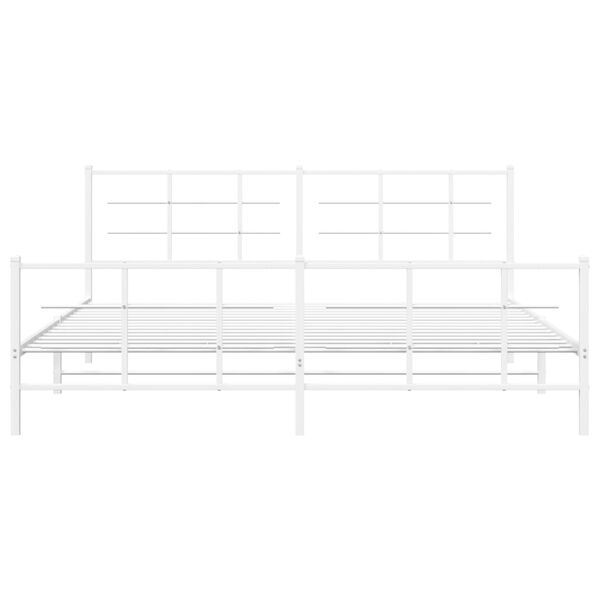 vidaXL Metal Bed Frame without Mattress with Footboard White 193x203cm