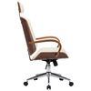 vidaXL Swivel Office Chair with Headrest Cream Faux Leather and Bentwood