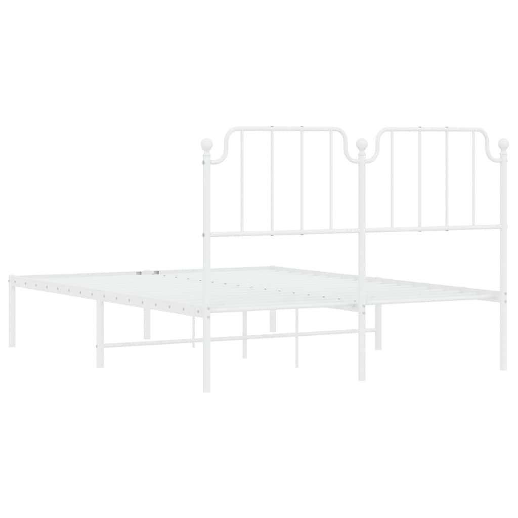 vidaXL Metal Bed Frame without Mattress with Headboard White 135x190cm