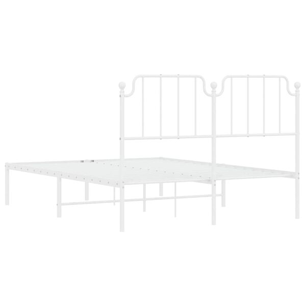 vidaXL Metal Bed Frame without Mattress with Headboard White 135x190cm