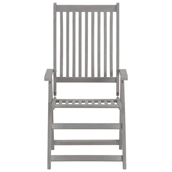 vidaXL Garden Reclining Chairs with Cushions 8 pcs Grey Wood Acacia