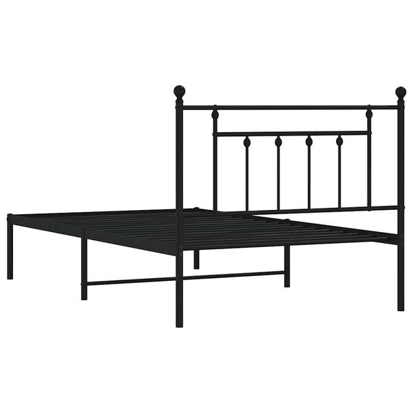 vidaXL Metal Bed Frame without Mattress with Headboard Black 100x200cm