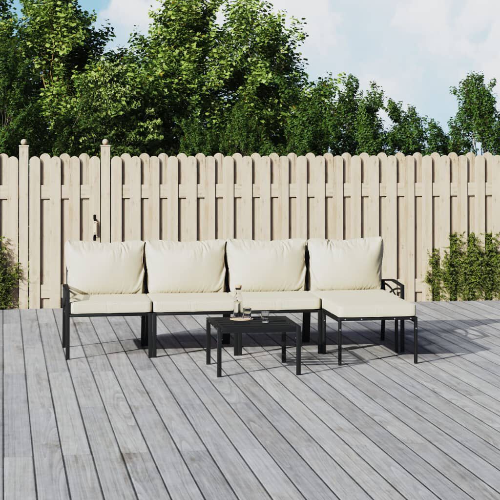 vidaXL 6 Piece Garden Lounge Set with Sand Cushions Steel