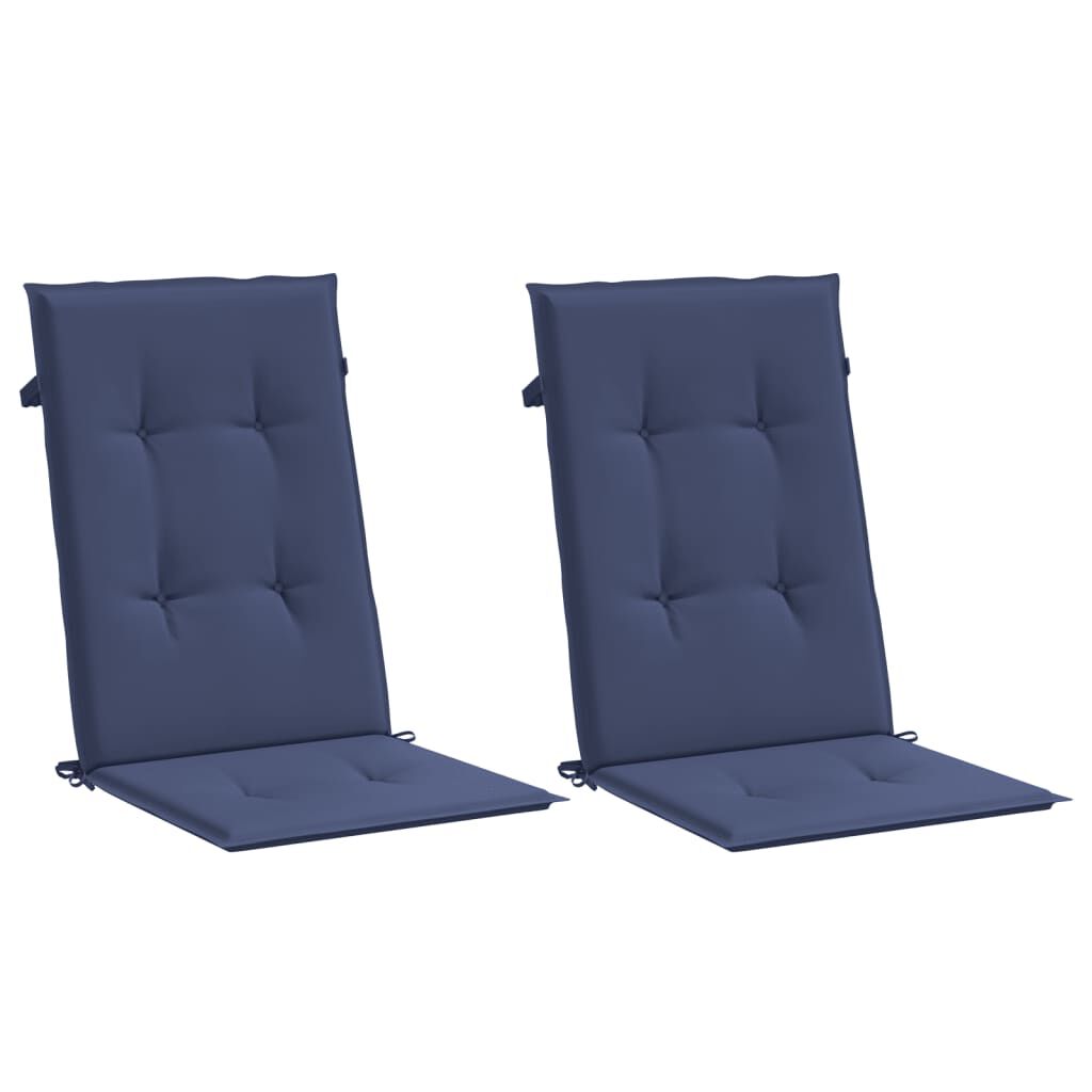 vidaXL Highback Chair Cushions 2 pcs Navy Blue Fabric