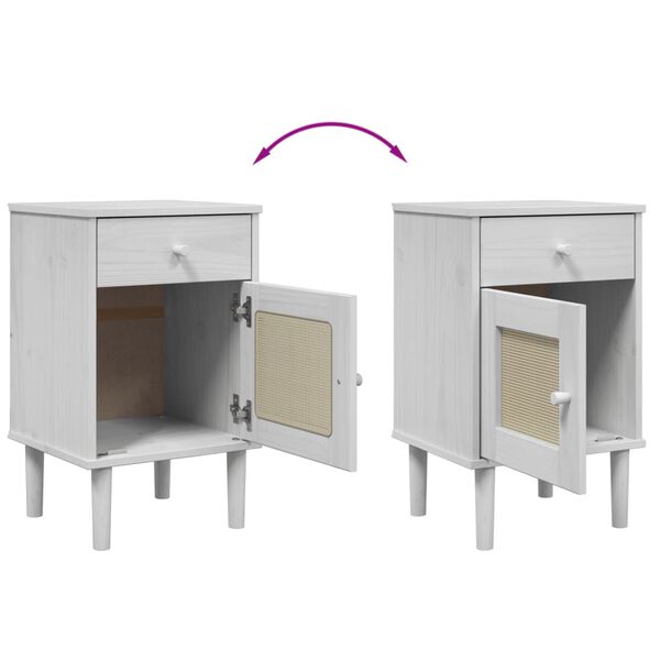 vidaXL Bedside Cabinet SENJA Rattan Look White 40x35x65 cm Solid Wood Pine
