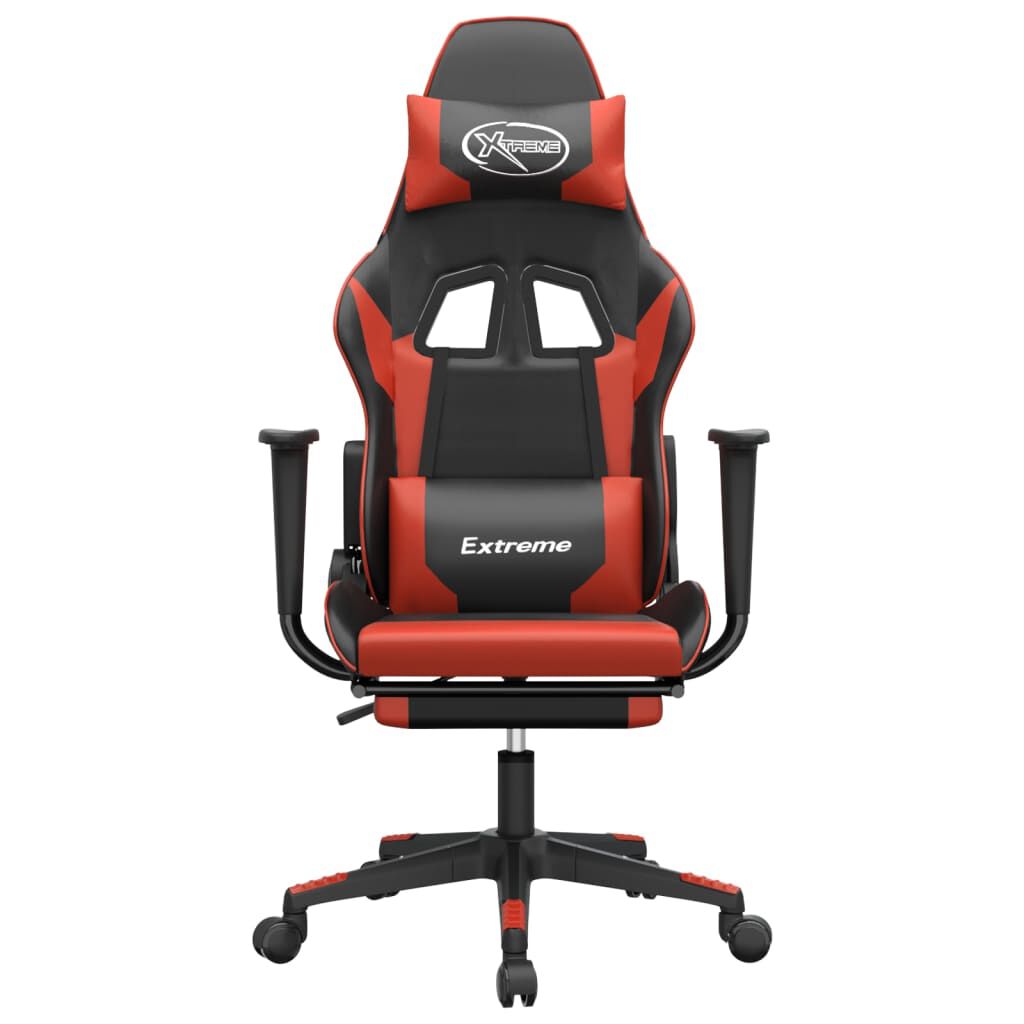 vidaXL Gaming Chair with Footrest Black and Red Faux Leather