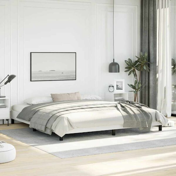 vidaXL Bed Frame without Mattress White 193x203 cm King Faux Leather