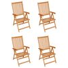 vidaXL Garden Chairs 4 pcs with Red Cushions Solid Teak Wood