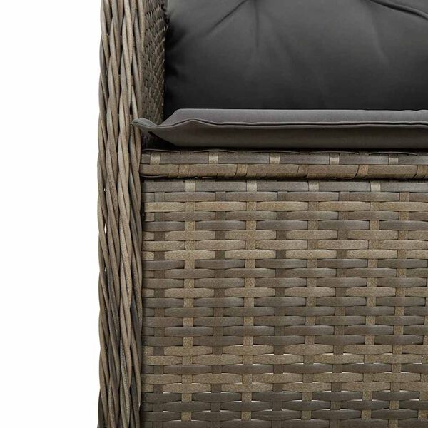 vidaXL 5 Piece Garden Bistro Set with Cushions Grey Poly Rattan