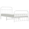 vidaXL Metal Bed Frame without Mattress with Footboard White 100x200cm