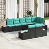 vidaXL Garden Sofa Set 8 pcs Black and Turquoise Poly rattan