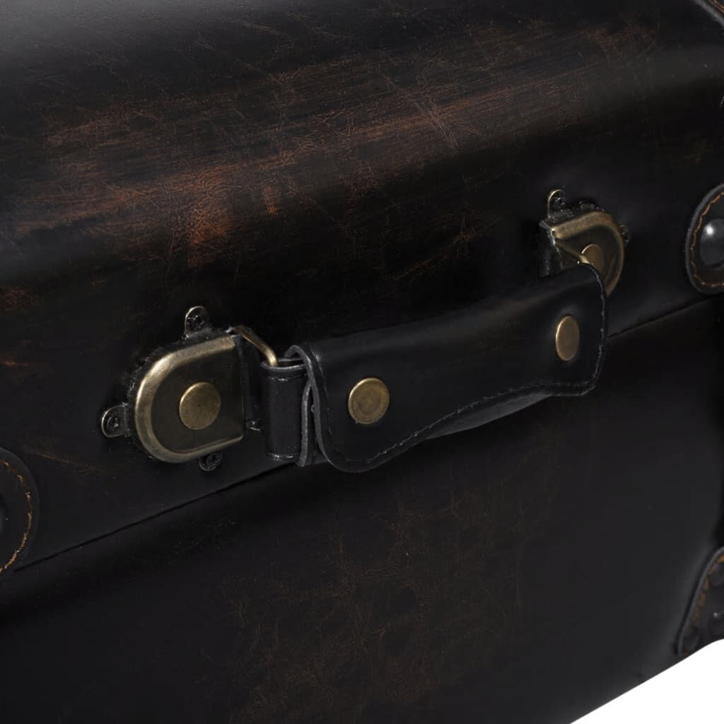 vidaXL Storage Bench 111 cm Dark Brown Solid Wood Pine&Faux Leather