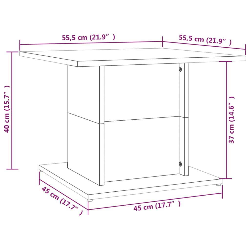 vidaXL Coffee Table Smoked Oak 55.5x55.5x40 cm Engineered Wood
