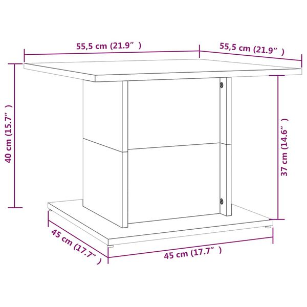 vidaXL Coffee Table Smoked Oak 55.5x55.5x40 cm Engineered Wood