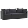 vidaXL 3 Piece Garden Sofa Set with Cushions Poly Rattan Black
