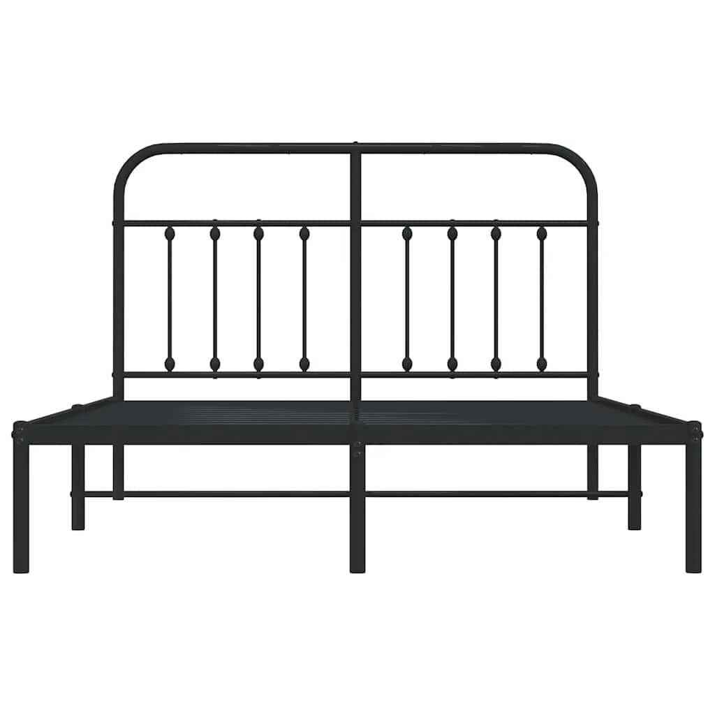 vidaXL Metal Bed Frame without Mattress with Headboard Black 150x200cm