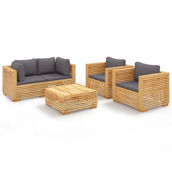 vidaXL 5 Piece Garden Lounge Set with Cushions Solid Wood Teak